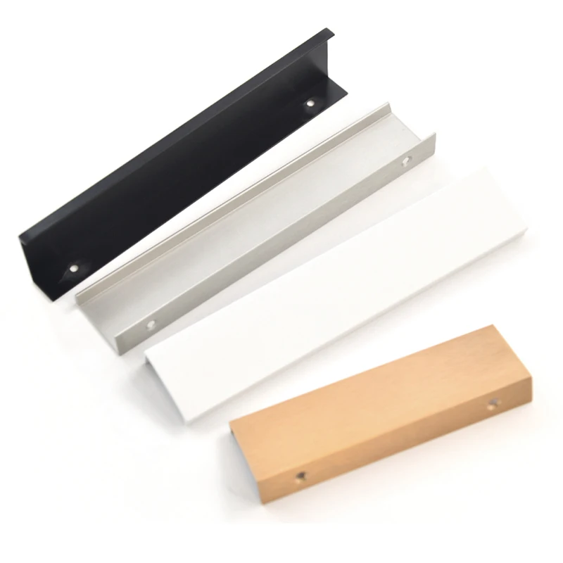 Ручки для ящиков шкафов, черные, серебряные, золотые скрытые ручки, алюминиевые Угловые ручки для кухонного шкафа, мебельная фурнитура