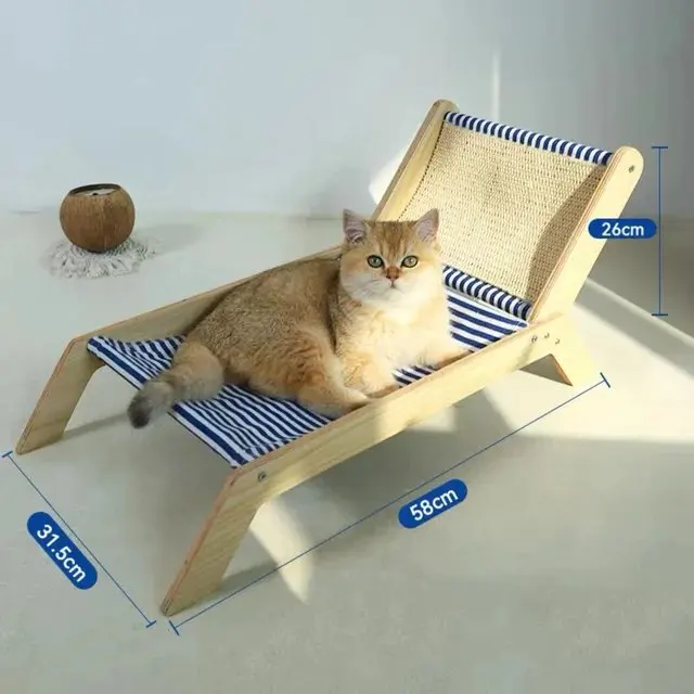 All Season Universal Lounge Chair Summer Beach Bed Cat Climbing Frame With Scratch Pole Custom Pack Cat Bed for Pets