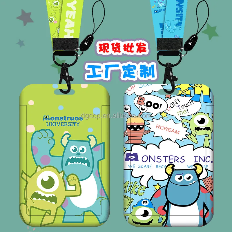 Cute Cartoon Woody Monster-Crew Card Holder Lanyard Anti-Lost Name Badge Bus Work ID Card Case with Lanyard