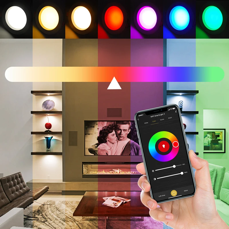 Умный круглый светодиодный светильник rgb с Wi-Fi цветной затемняющий встраиваемые