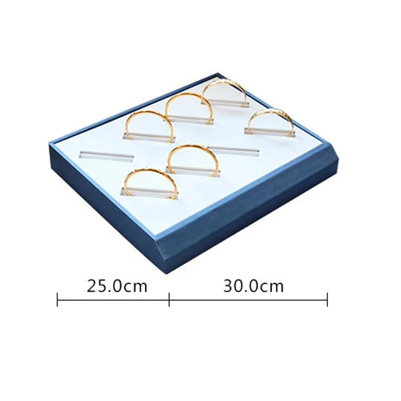 Amazing artwork fancy logo printed luxury pu leather rings earrings tray jewelry display