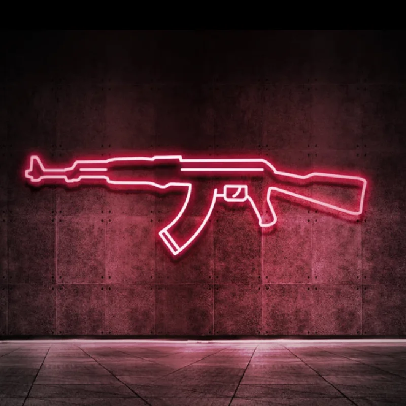 Drop Shipping Custom Neon Sign Equipment Led Sign Ak 47 Neon Sign with High Quality Home Decor DC 12V Standing Square 80 CE Rohs