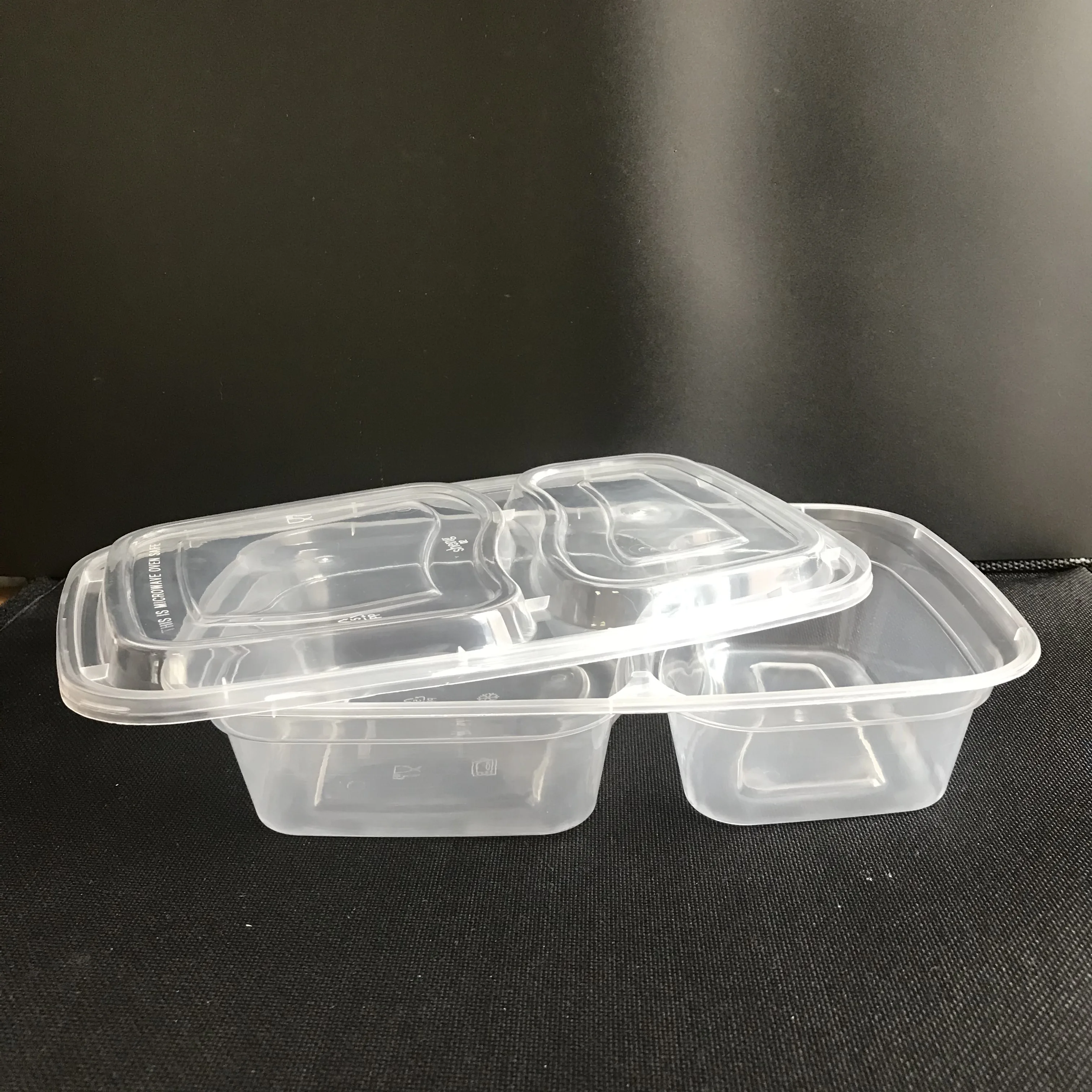 Microwavable take out 2 compartment disposable lunch box plastic bento meal prep  food container