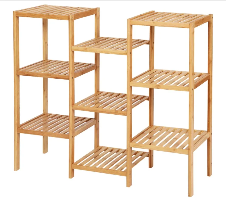 Bamboo plant stand flower shelf