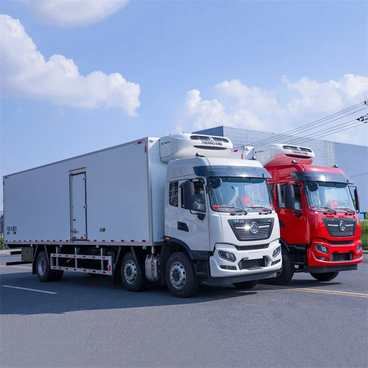 Good thermal insulation 9.6 meters Dongfeng Tianjin KR small three-axle Freezer Refrigerator Van