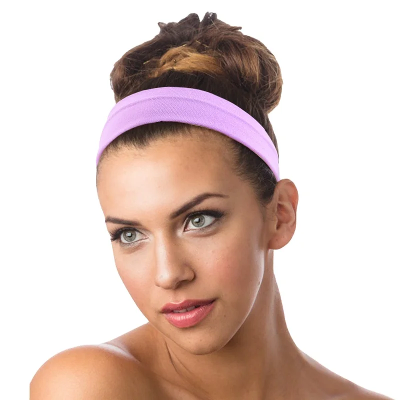 Wholesale Custom Logo Hair Accessories Colorful Solid Stretchy Head Band Sweat Bands Sport Yoga Headbands Hair Band For Adult