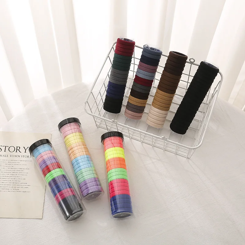 Jiris Hair Rope Ties Accessories Hair Ties Ponytail Holders Knitted Elastic Rainbow Color Cute Rubber Band For Hair For Girls