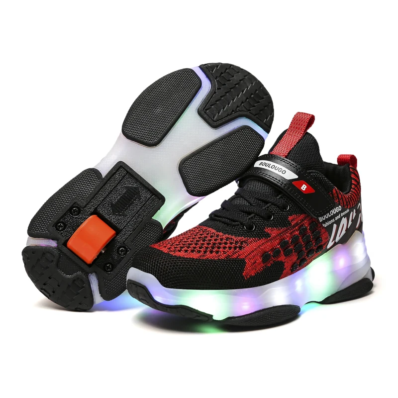 Hot sale China factory Children USB Rechargeable led light up 2 wheel skate roller shoes