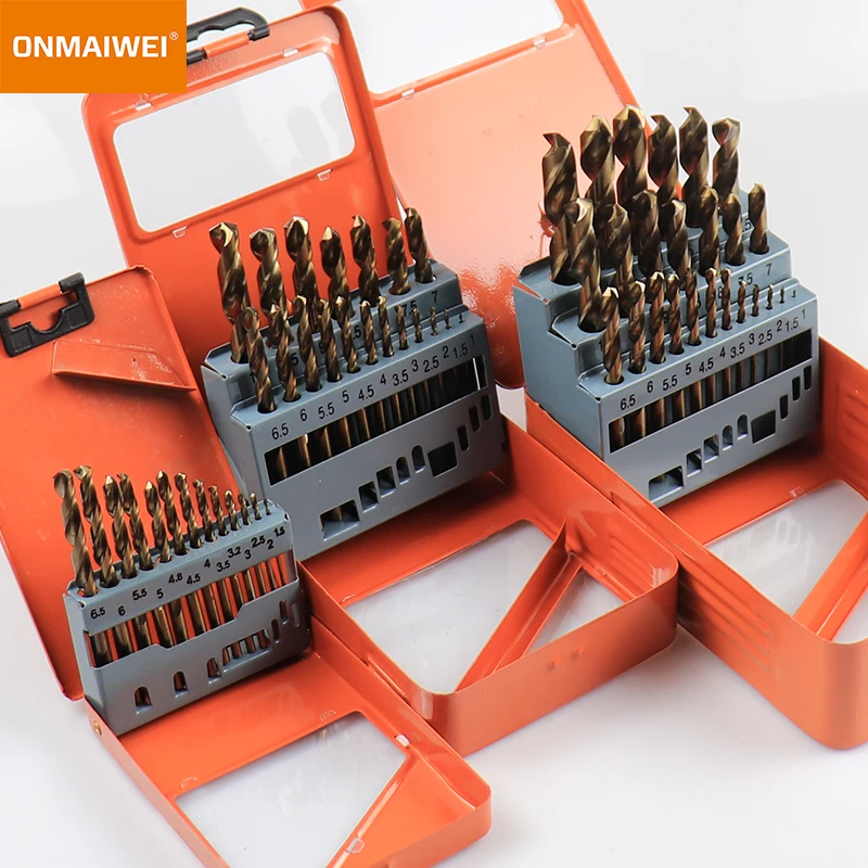 19 Pcs Metric DIN338 Fully Ground HSS Twist Drill Bit Set for Metal Steel Aluminium PVC Drilling in Plastic Box