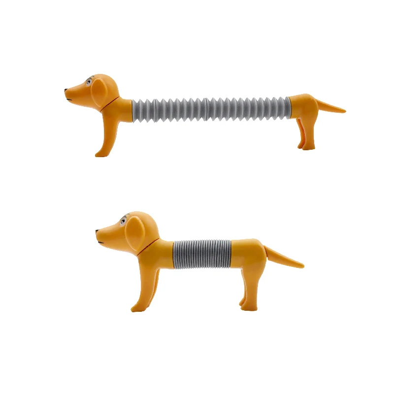 Sensory Colorful Stretch Decompression Pipe Toys customized Amazon Plastic Funny Fidget Pop Tubes Dog