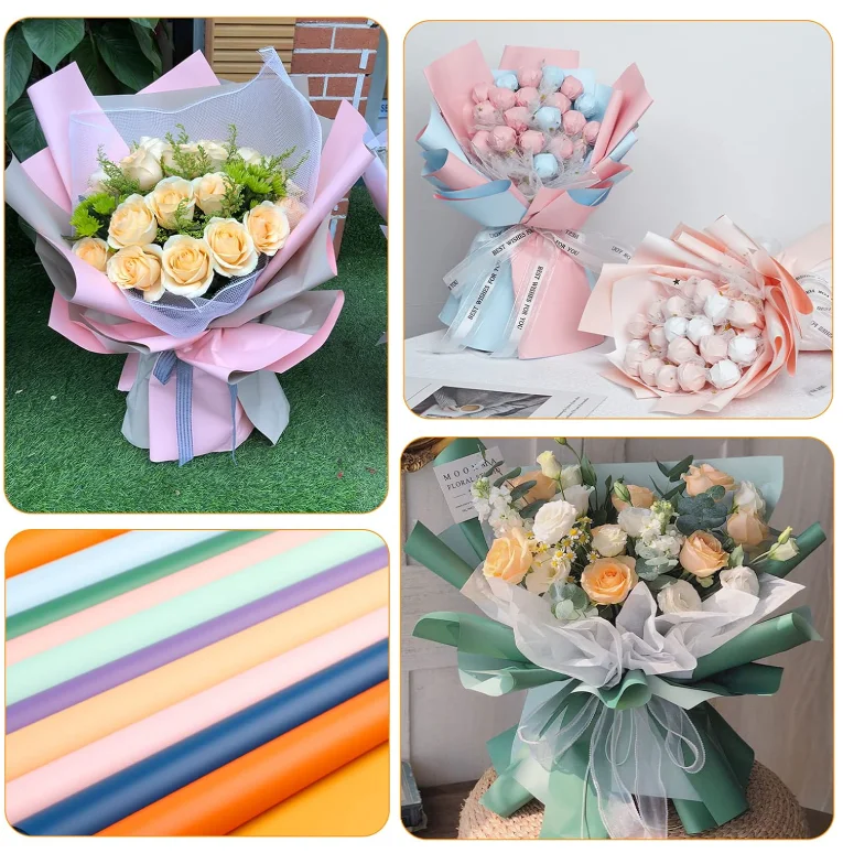 20 Sheets Flower Gift Wrapping Paper Waterproof Gift Packaging  Flower Wrapping Paper