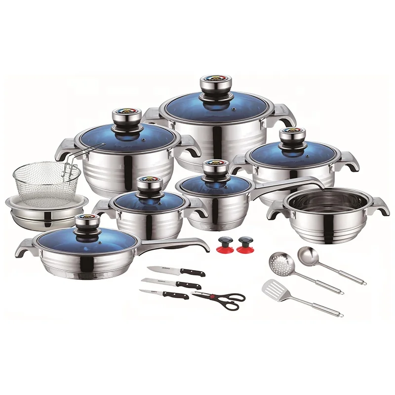 Stainless Steel Kitchen Cookware Set with Wide Edge Non-Stick Casserole and Bakelite Handle Mirror Color Iron Metal