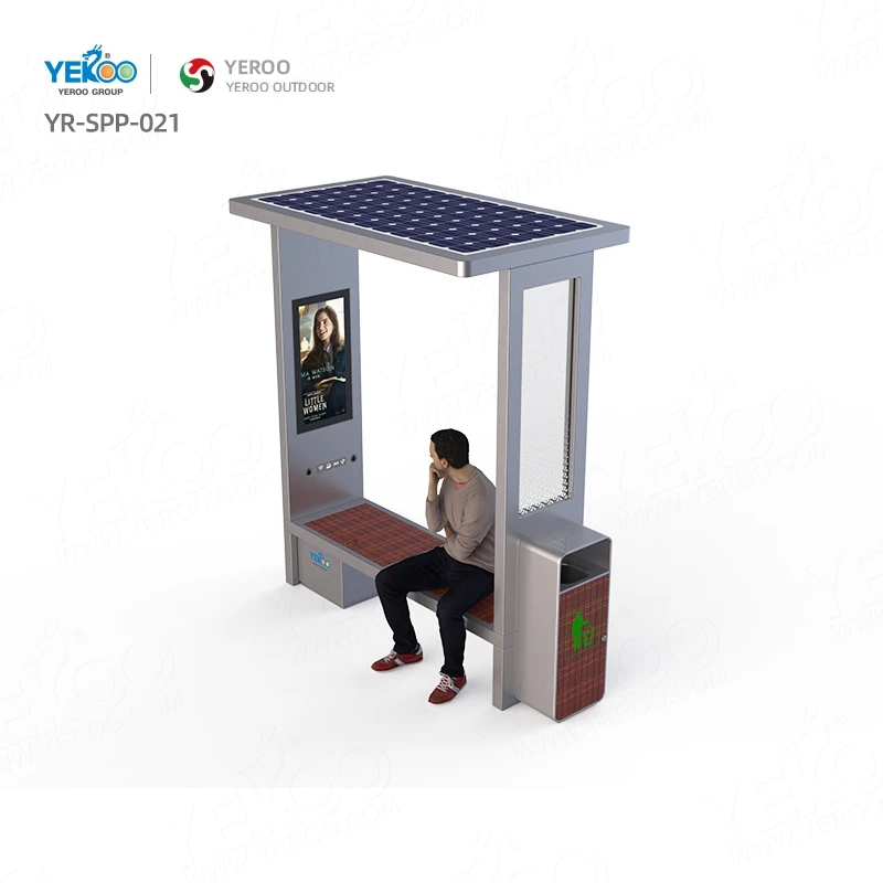 Уличная мебель стальная остановка такси наружная реклама Солнечная скамейка с крышей