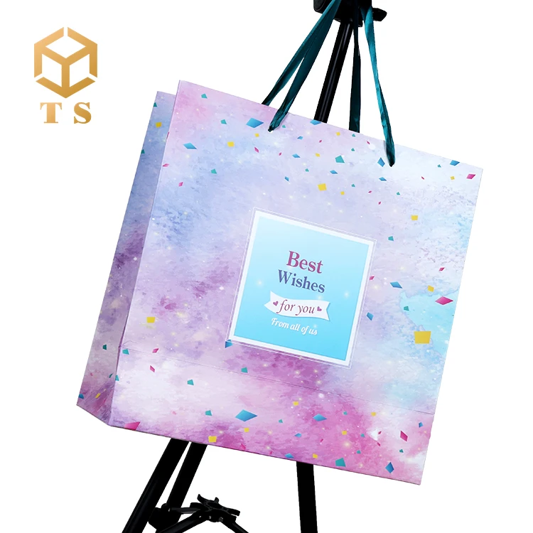 
Customized Logo Print Luxury Cosmetic Jewelry Gift Shopping Paper Bag with Handle 
