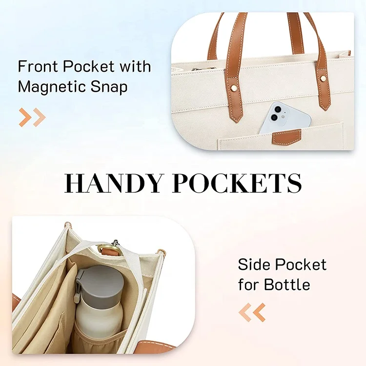 Canvas Tote Bag Classy Shoulder Bag Laptop Bag for Women