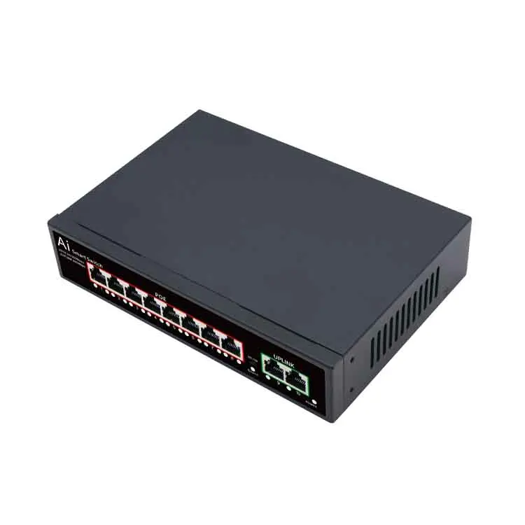 Professional manufacturer 48v poe switch 8 port poe switch 8 poe ports + 2 uplink port unmanaged network switch for cctv