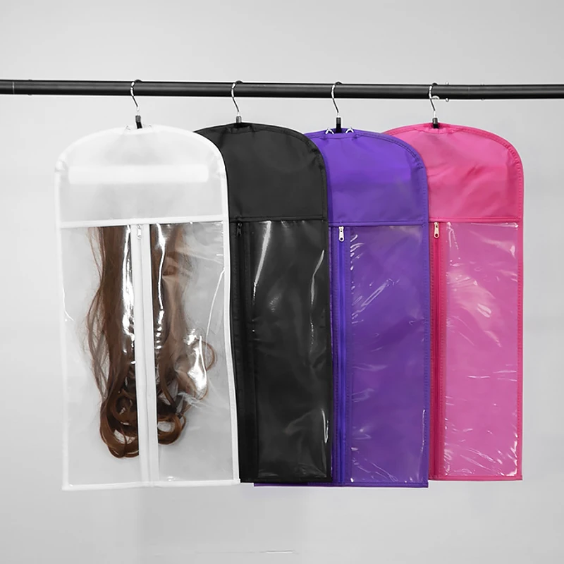 JIJID Wholesale High Quality Custom Wig Bag Hair Storage Extension Hanger Packaging With Bag Zipper Custom Logo