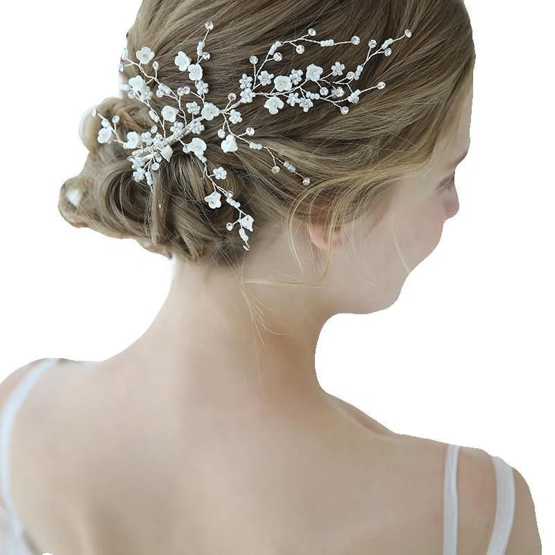 Женский обруч для волос ручной работы, свадебный обруч для волос с цветами и кристаллами, 2019