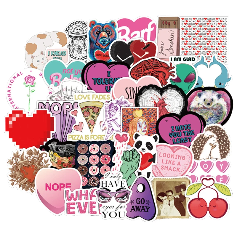 Pink Sweet and Love Graffiti Series Waterproof Sticker Set Suitable for Luggage Laptop Water Cup Decorative Sticker
