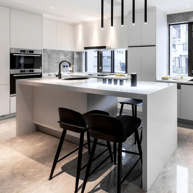 Foshan Luxury Kitchen Cabinet High Gloss White Pull Down Kitchen Cabinet MDF Kitchen Sink Cabinet
