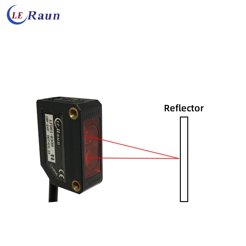 Leraun Square Photoelectric Sensor Switch with Sensing Distance 100mm-5m Through beam Diffuse Reflection Photoelectric Sensor