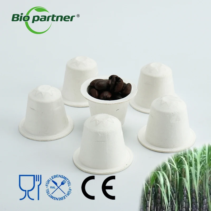 100% Biodegradable Sugarcane Bagasse Paper Coffee Pods Disposable Capsule Empy Coffee Pods Capsules