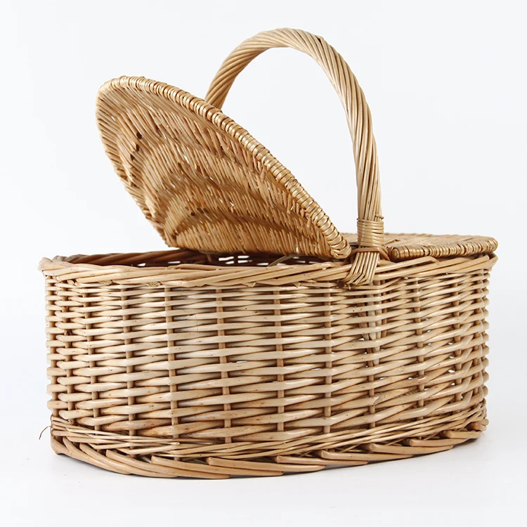 Factory Outlet Cheap Wicker Picnic Basket picnic basket with lid Braided Oval Picnic Basket