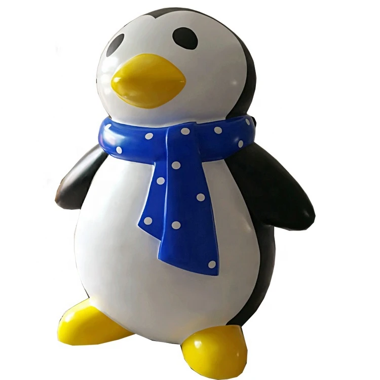 fiberglass cartoon penguin sculpture for Christmas display