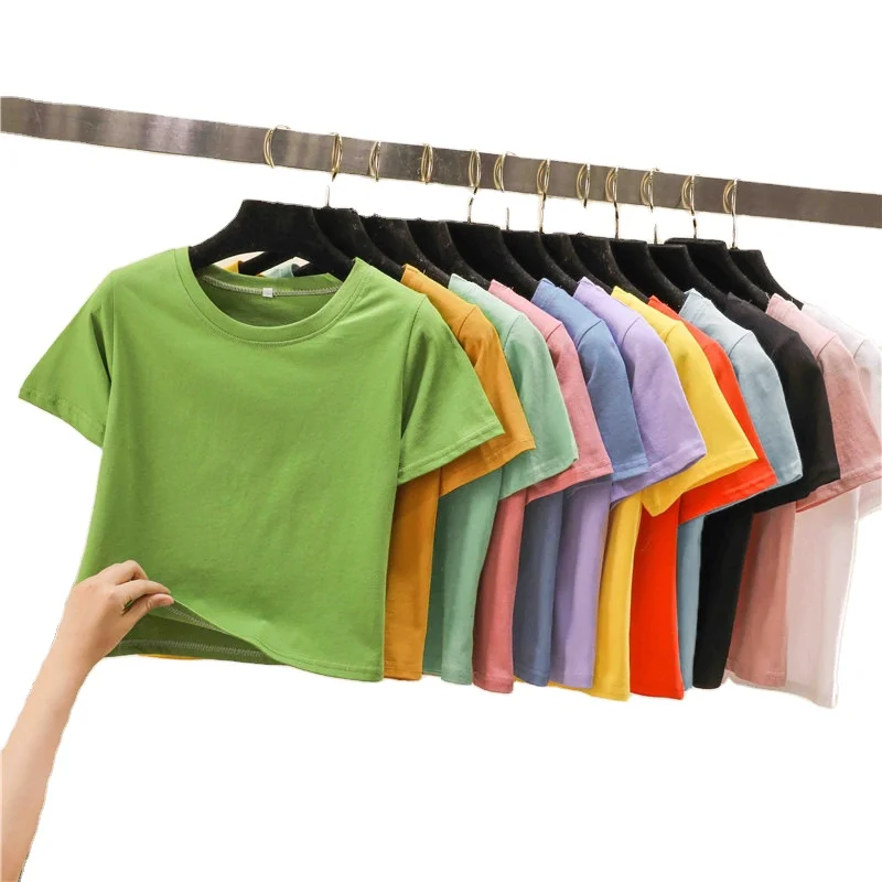 Fashion Wholesale Spring Oversize Blank Yoga Top Women Tees Cropped Plain T Shirt For Ladies