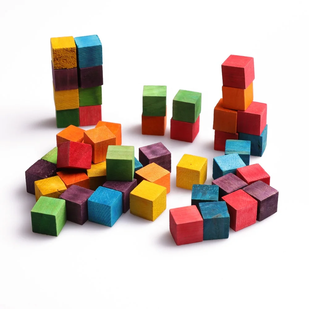 Factory directly sale wooden cubes toy learning 15*15*15 mm 20*20*20 mm 25*25*25 mm colors & natural