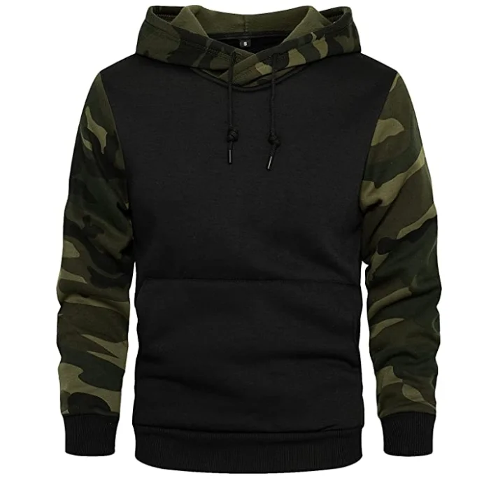 Худи без рисунка от китайского производителя спортивные худи с камуфляжным рукавом для бега мужчин и