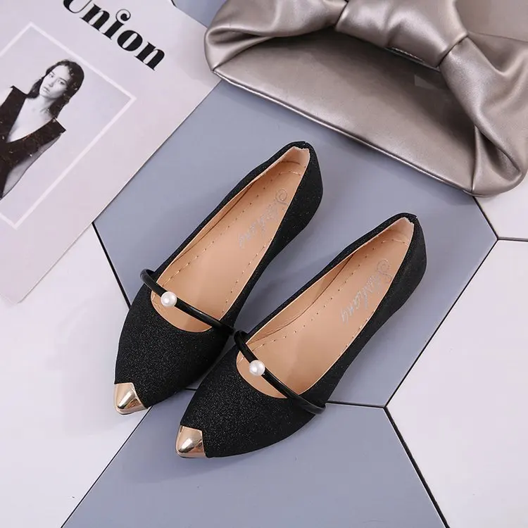 
Wholesale Fashion Low Heel Loafers Women Pointed Toe Pumps Elegant Flat Dress Shoes for Ladies 
