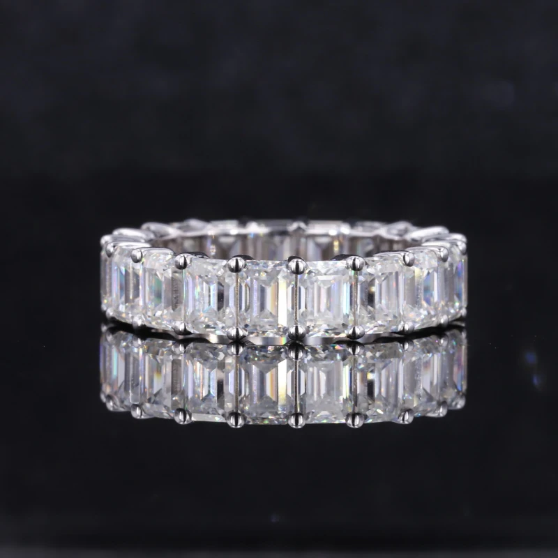 starsgem Custom 14K Gold Jewelry 3*4mm baguette emerald cut moissanite eternity band