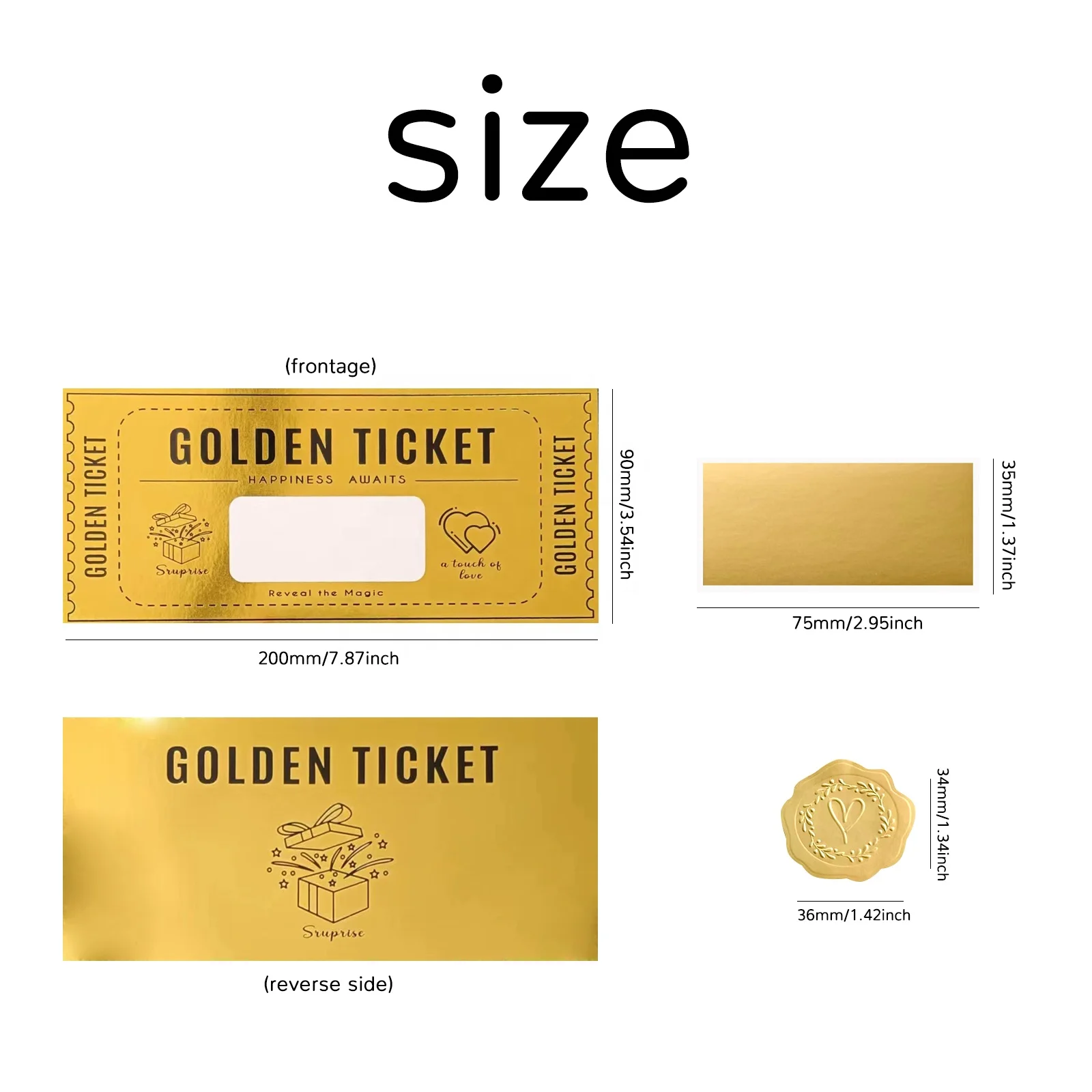 5pcs Gold Scratch Label Golden Card Ticket Lottery Voucher Paper Scratch Off Card with Envelopes