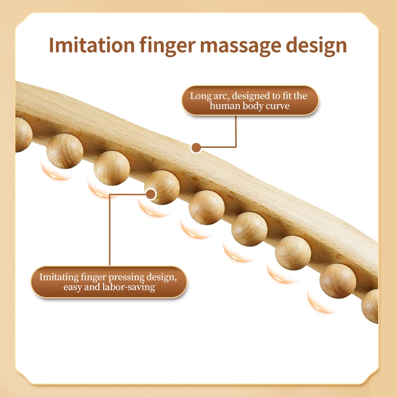 Carbonized Scraping Massage 8 Beads Beech Rolling Stick GUA SHA Slimming Fatigue Removing Massage Tool Whole body Universal