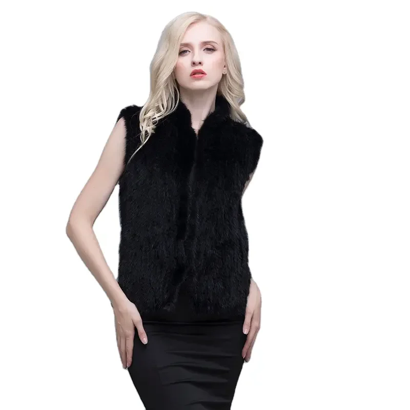 MWFur Street Fashion Outwear Fashion  Mink knitted Fur Vest Womens Fur Vest Winter Fashion Vests Mink Fur Coats Women
