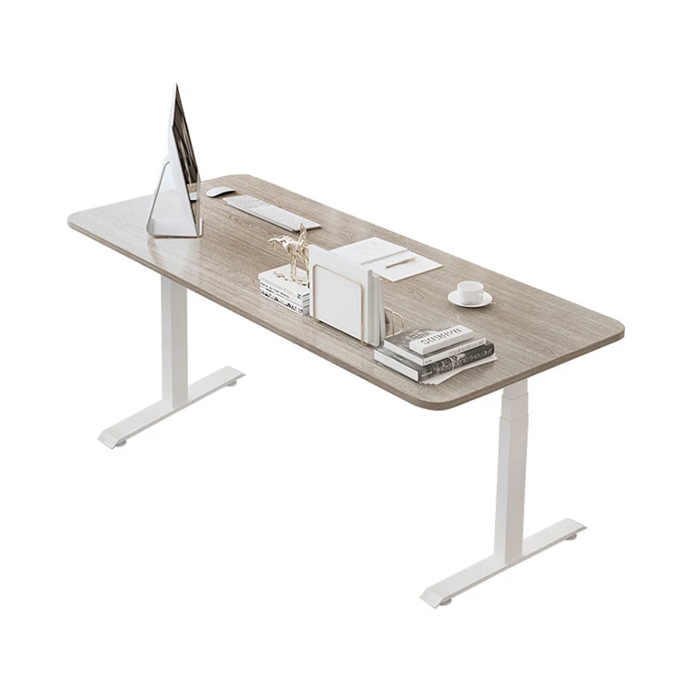 factory custom school student study height adjustable wood laptop desk sit standing dual motor electric table for learning