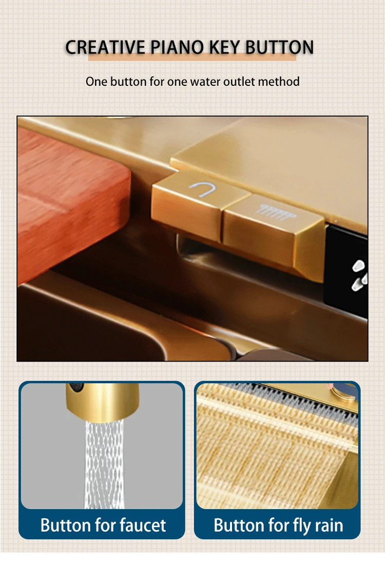 7546 Kitchen WorkStation Gold Washing Basin Modern Multifunctional Handmade Stainless Steel Sink Waterfall Smart Faucet Sinks