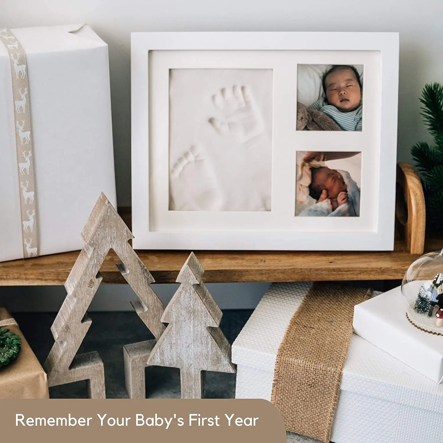 Baby Handprint and Footprint Kit Keepsake Baby Shower Gifts for Mom Baby Picture Photo Frame