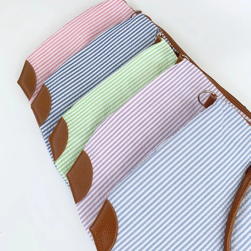 Женская розовая спортивная сумка Seersucker оптовая продажа Monogrammed на молнии