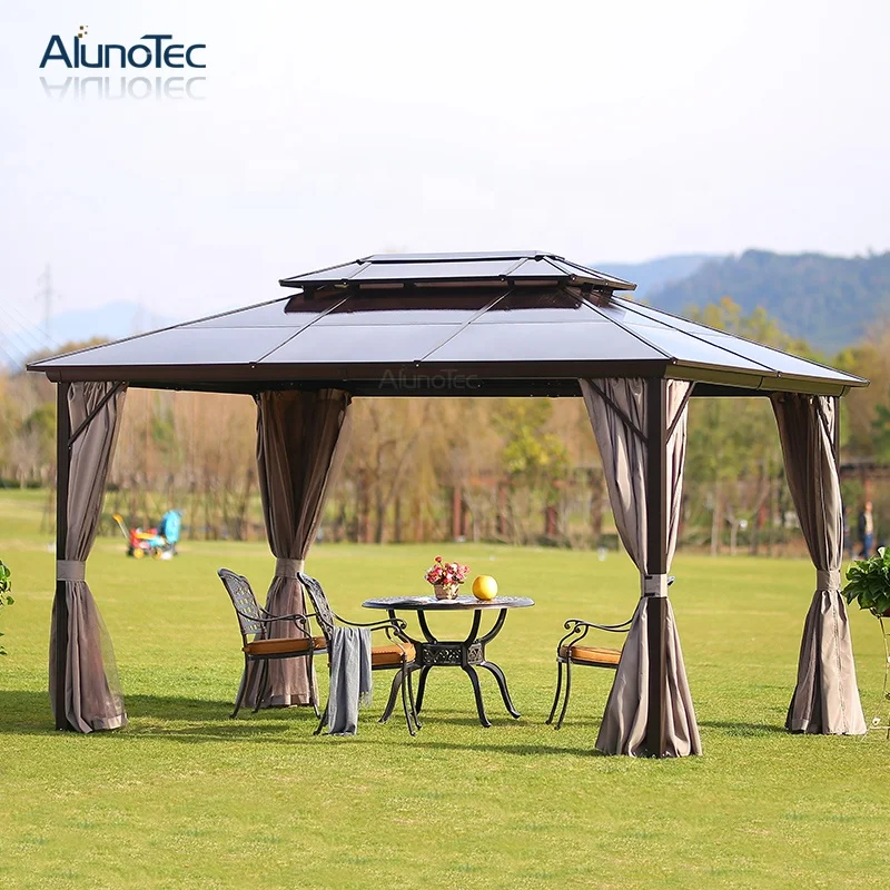 Modern Sun Shade Waterproof Aluminium Pavilion Garden Gazebos Outdoor Awning Pergola Hardtop Gazebo
