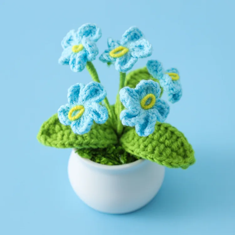 Homemade Crochet Flower Finished Hand Woven Flowers Hand Knitted Immortal Flower Crochet Potted Plant Balcony Desktop Decor