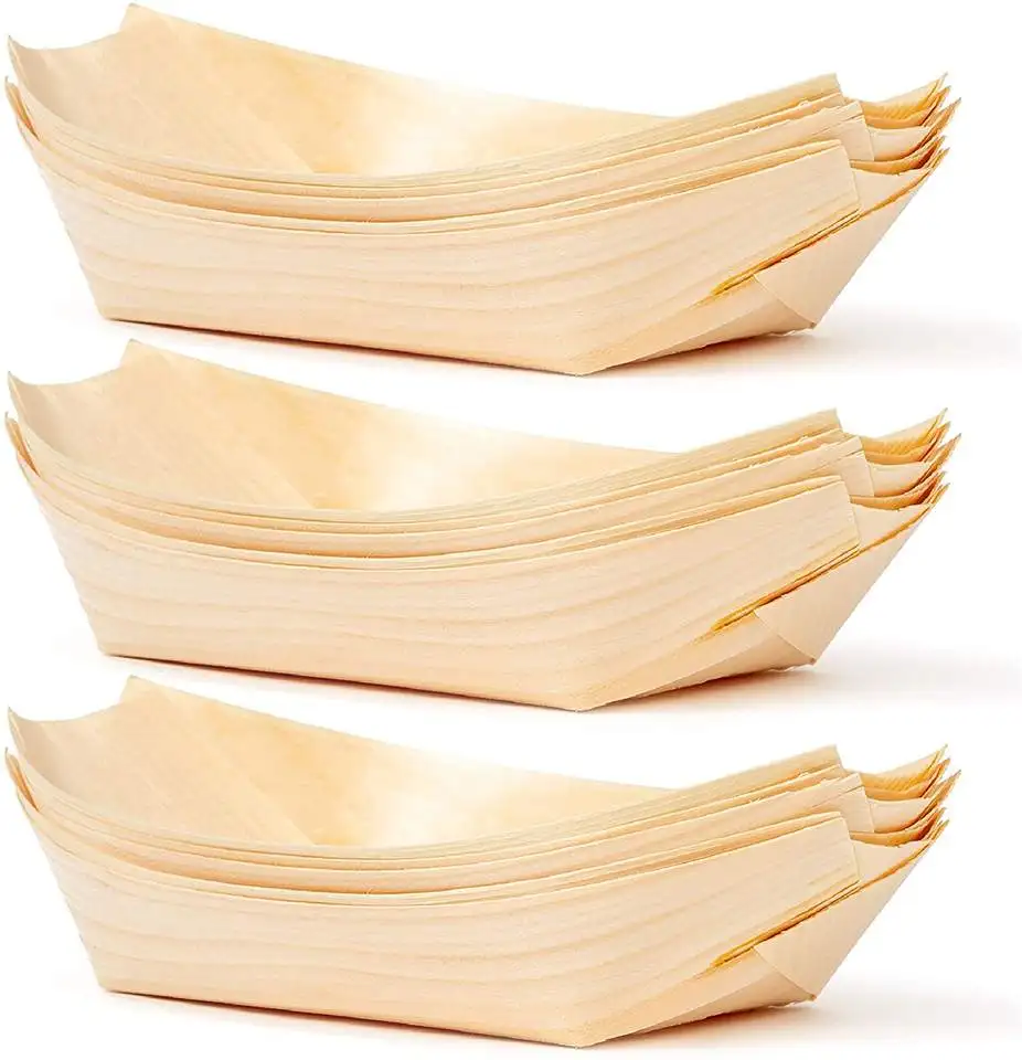 Biodegradable Plate Sushi Box,Disposable Wooden Food Tray Boat
