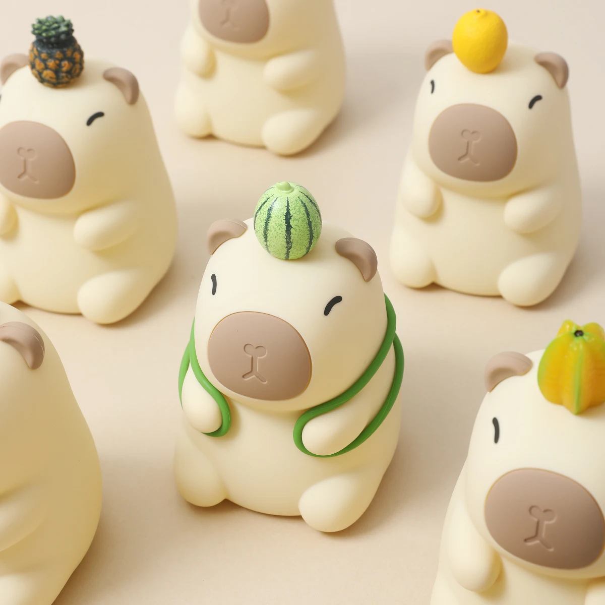 Modern Design Portable Mini Night Light Rechargeable ABS Silicone Touch Lights Decor Capybara Sleep Night Moon Shape Home