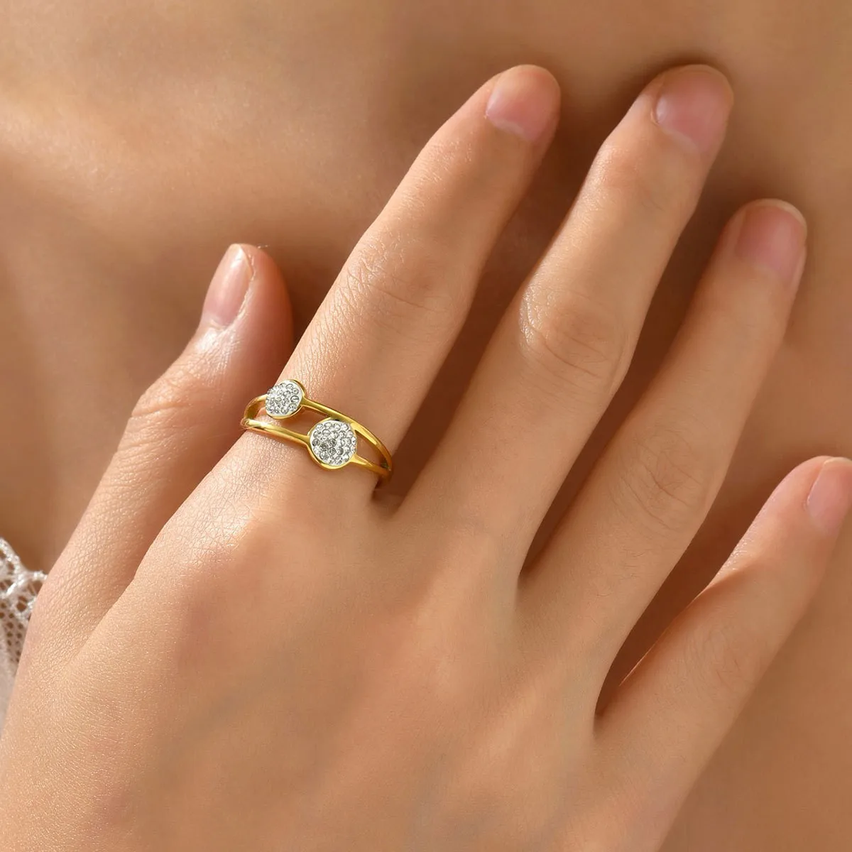 Top Quality Stainless Steel Geometric Shell Roman Numeral Ring Statement Tree of Life Diamond Ring For Women