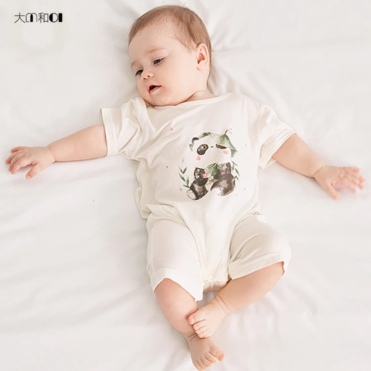 Baby jumpsuit summer thin short sleeved baby jumpsuit cute crawling suit newborn baby pullover boneless clothes