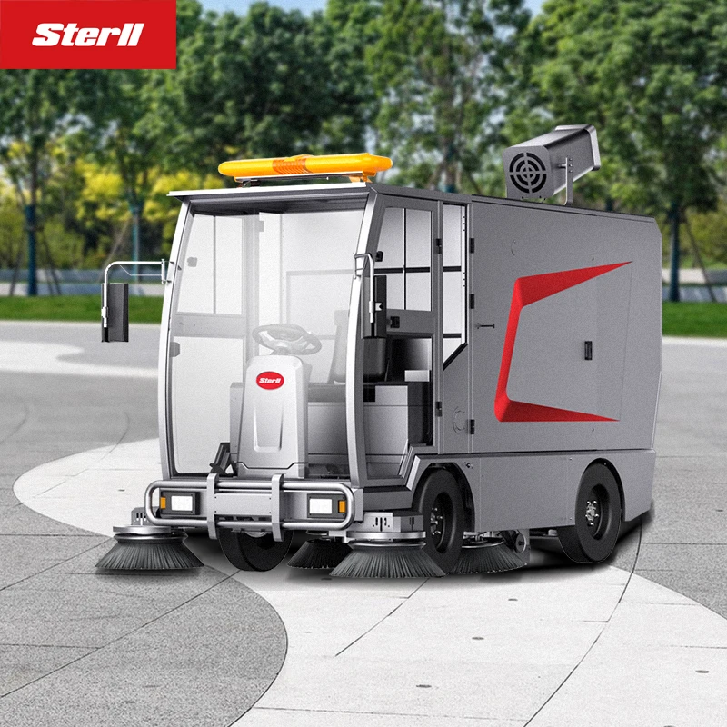 ST20 ride on road broom sweeping machine thoroughfare corridor sweep tricycle sweeper with spray