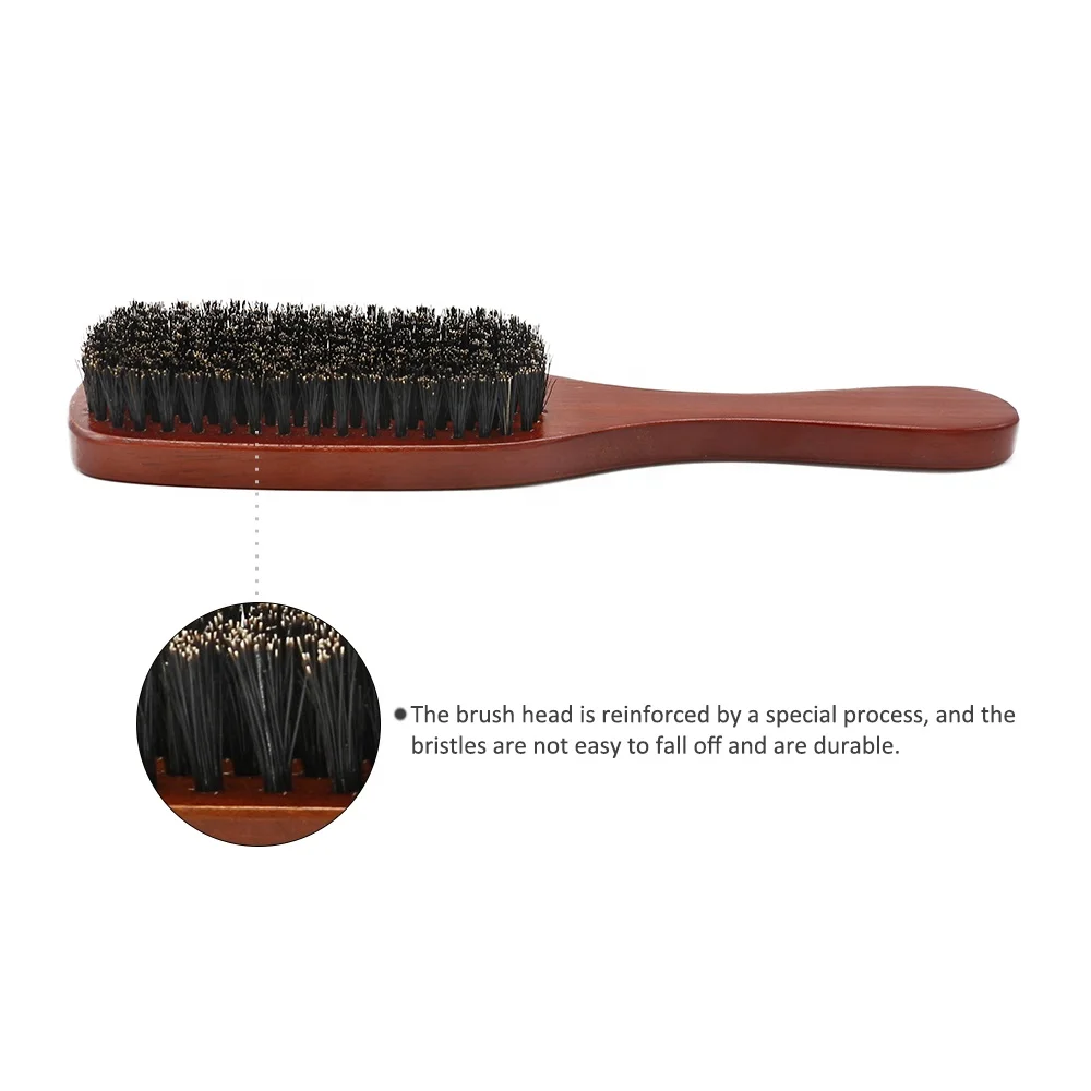 Factory Wholesale Brown Boar Bristle Beard Brush Private Label Wooden Handle Beard Oil Brush for Men