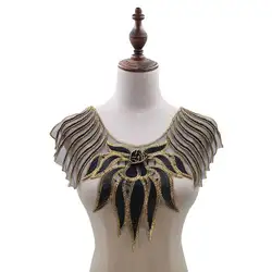 Lace Collar Applique Sewing On Patches Large Floral Embroidered Lace Neckline