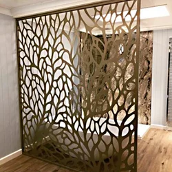 Панель для разделителя комнаты, стальная лазерная резка, 200x300 см, напольная стойка в форме листа, золотая, для помещений и улицы, для гостиной
